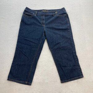 Y2K Ann Taylor Loft Curvy Low Rise Blue Denim Dark Wash Capri Jeans Size 16